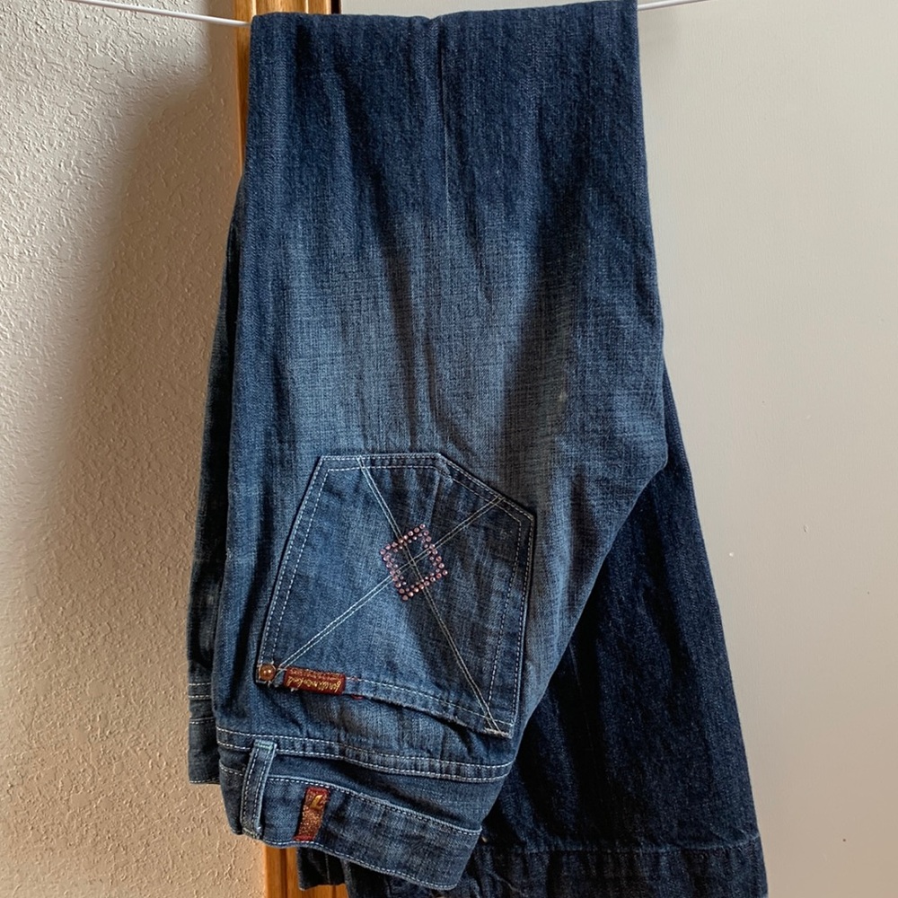 7FAMK pink rhinestone jeans